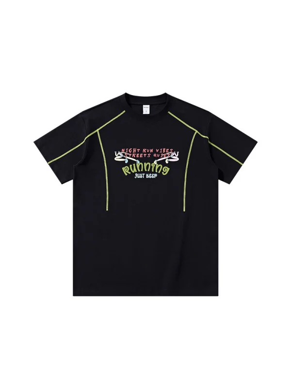 Suede Imitation Embroidery Printed Color-blocked T-shirts - Image 10