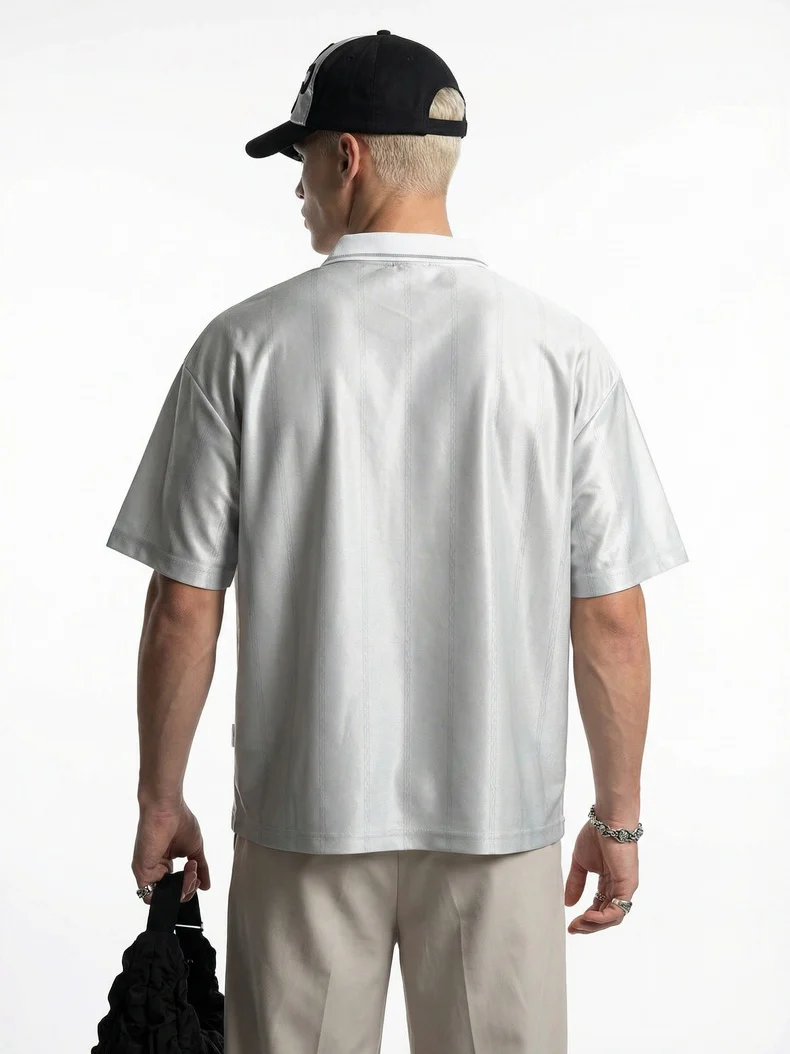Retro Stripes Color-blocked Polo Shirt - Image 8