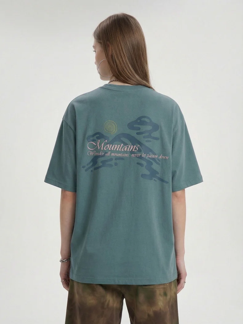 Mountain Range Printed Sweating Breathable T-shirts - Image 7