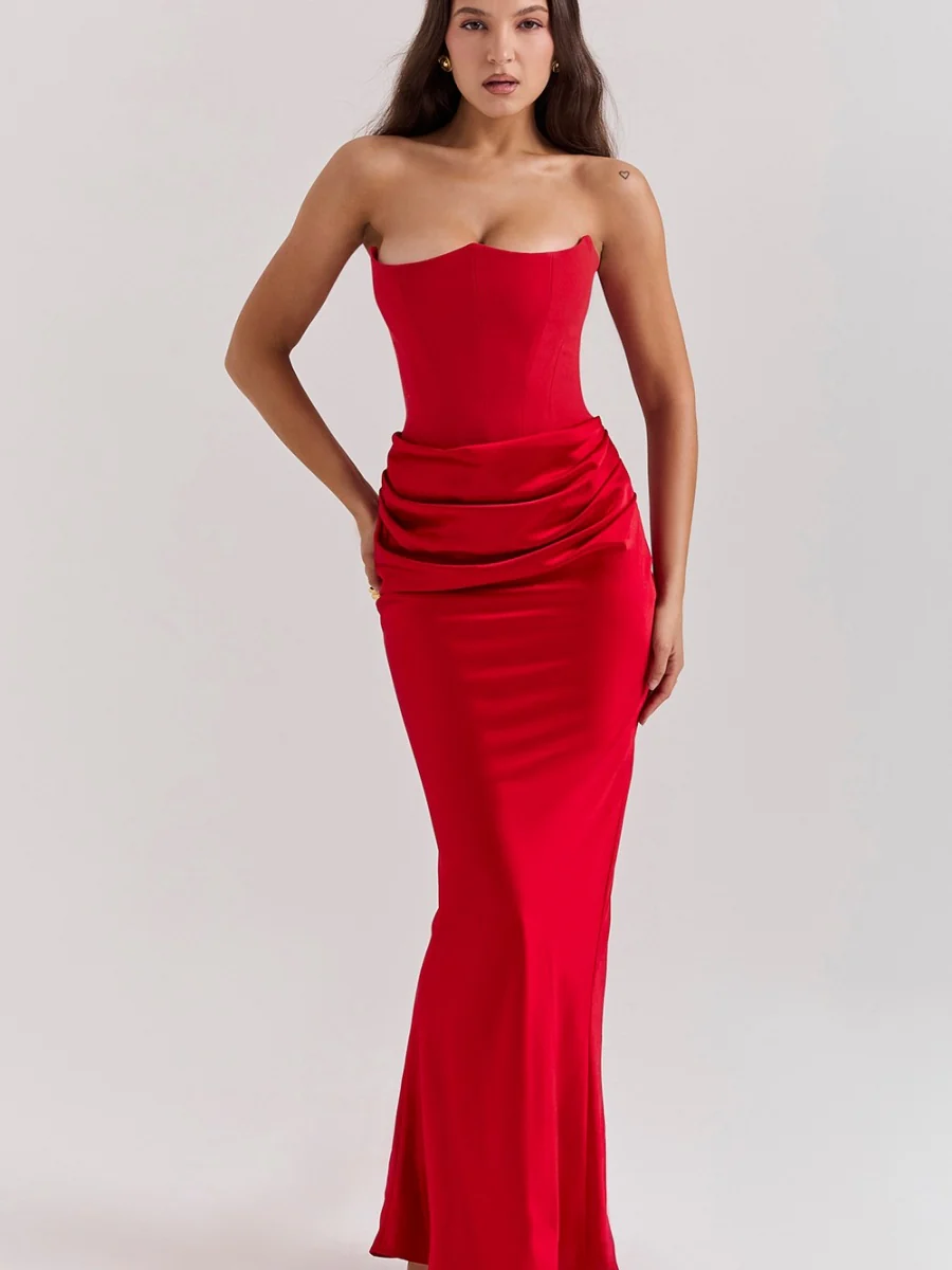 Satin Bob Bob Sexy Slim-fit Mermaid Long Dress - Image 2