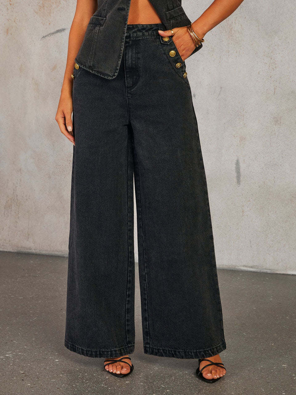 Denim Vest Wide-leg Long Two-piece Set - Image 16