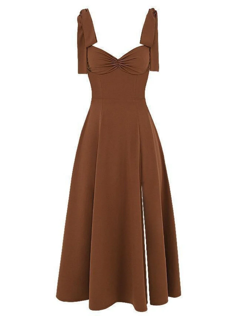 Lace Up Slit Bridesmaid Cocktail Party Maxi Dresses - Image 3