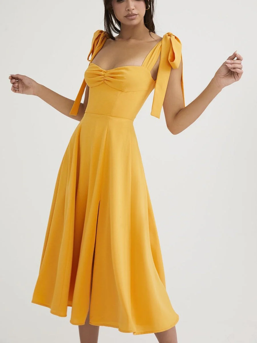 Lace Up Slit Bridesmaid Cocktail Party Maxi Dresses - Image 6