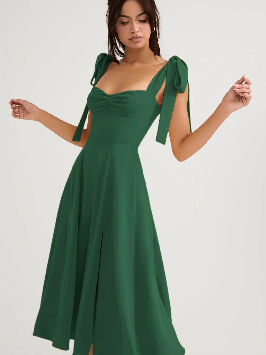 Lace Up Slit Bridesmaid Cocktail Party Maxi Dresses - Image 8
