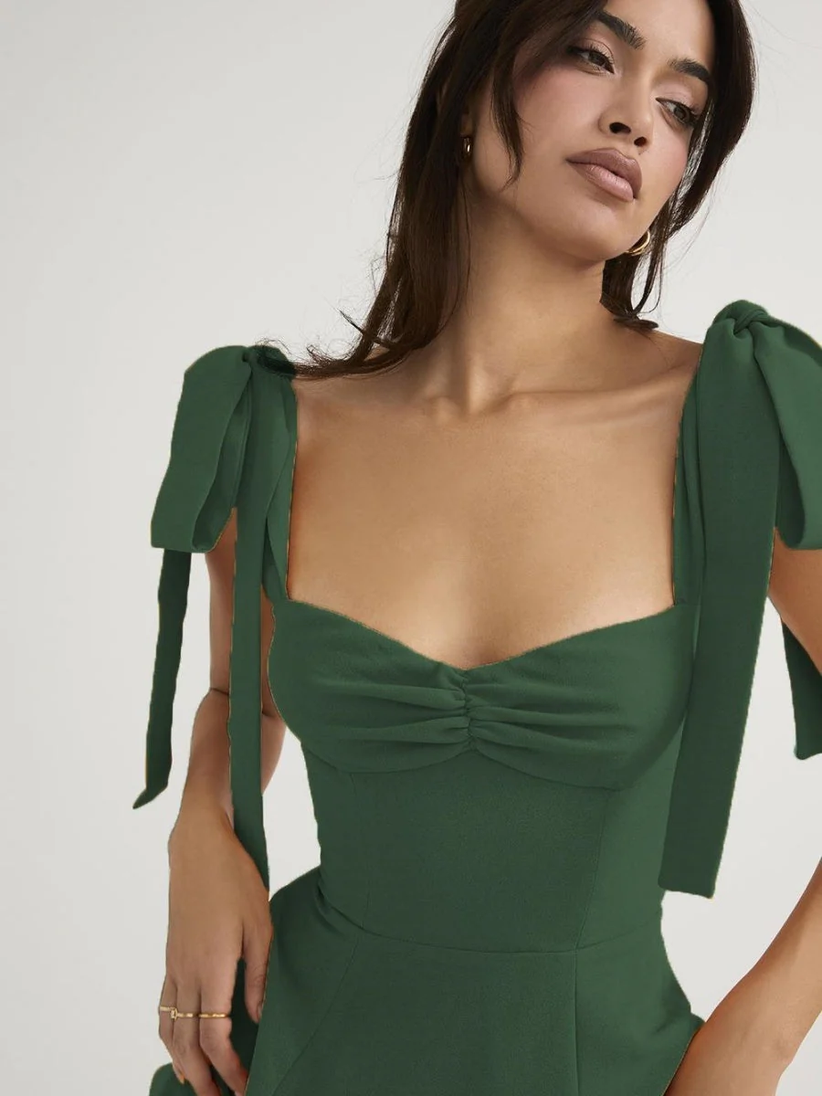 Lace Up Slit Bridesmaid Cocktail Party Maxi Dresses - Image 9