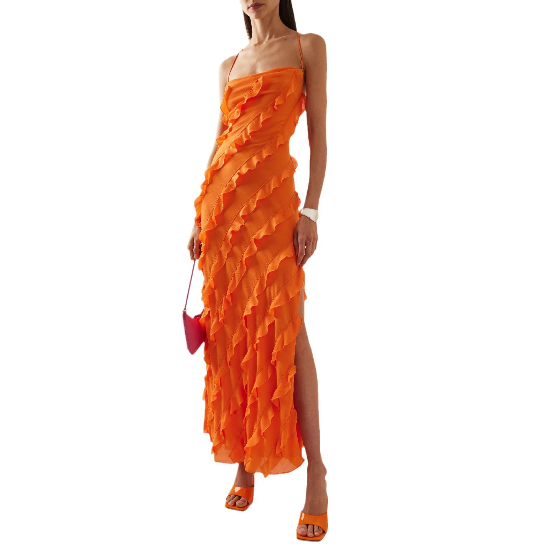 Wood Ear Slit Camisoles Formal Dress Maxi Dresses - Image 4