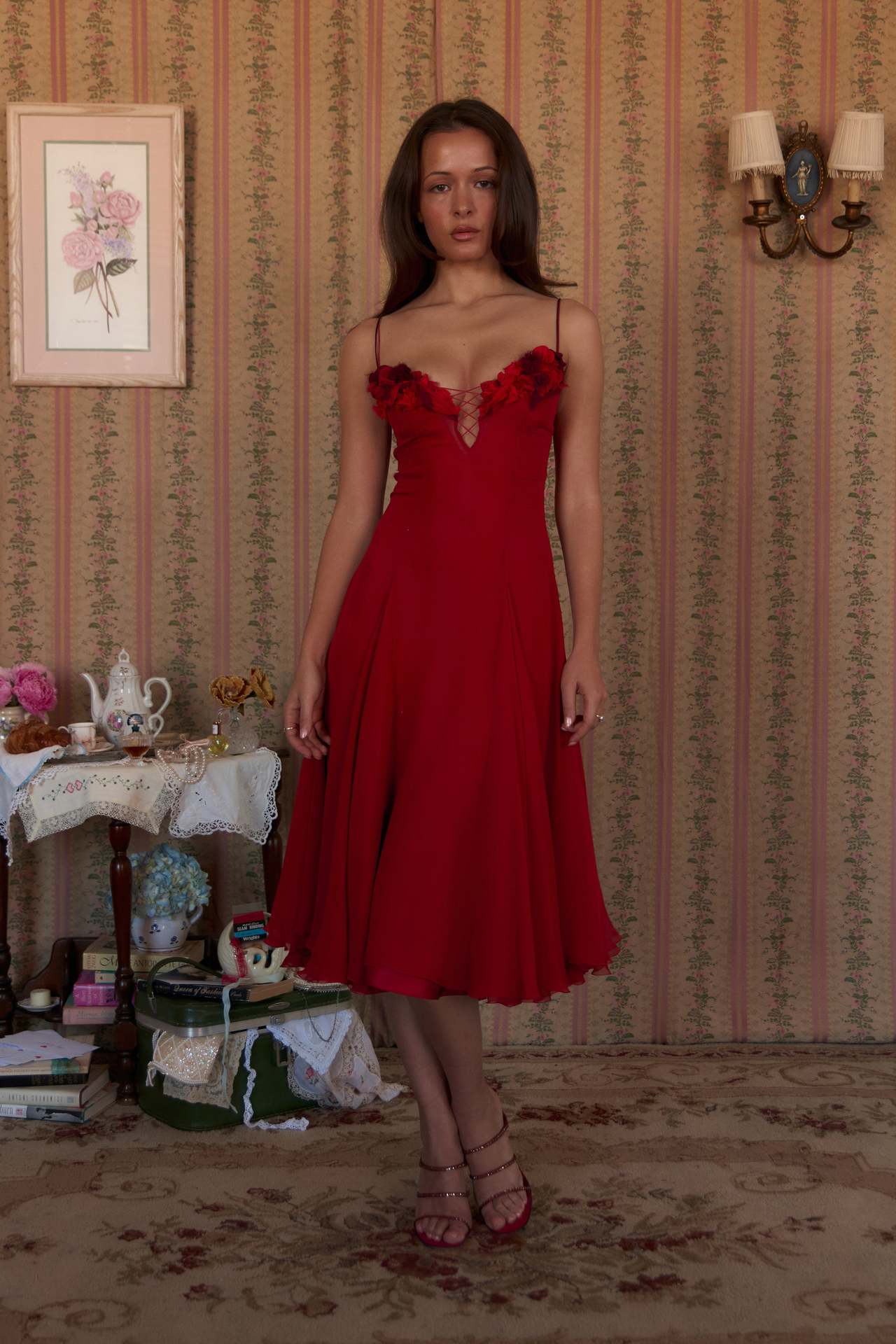 3D Flowers Bandage Slit Formal Dress Maxi Dresses - Image 11