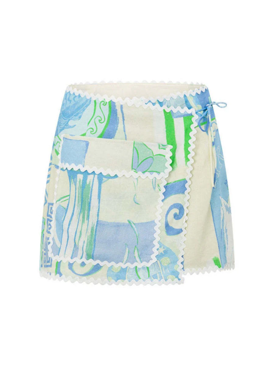 Trim Geometric Print Stylish Shirt And Shorts Two-piece Set - Image 7