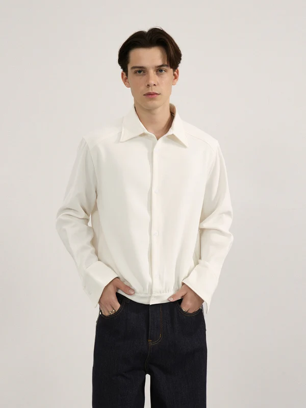 Minimalism High Intelligence Cleanfit Commuting Solid Color Shirt