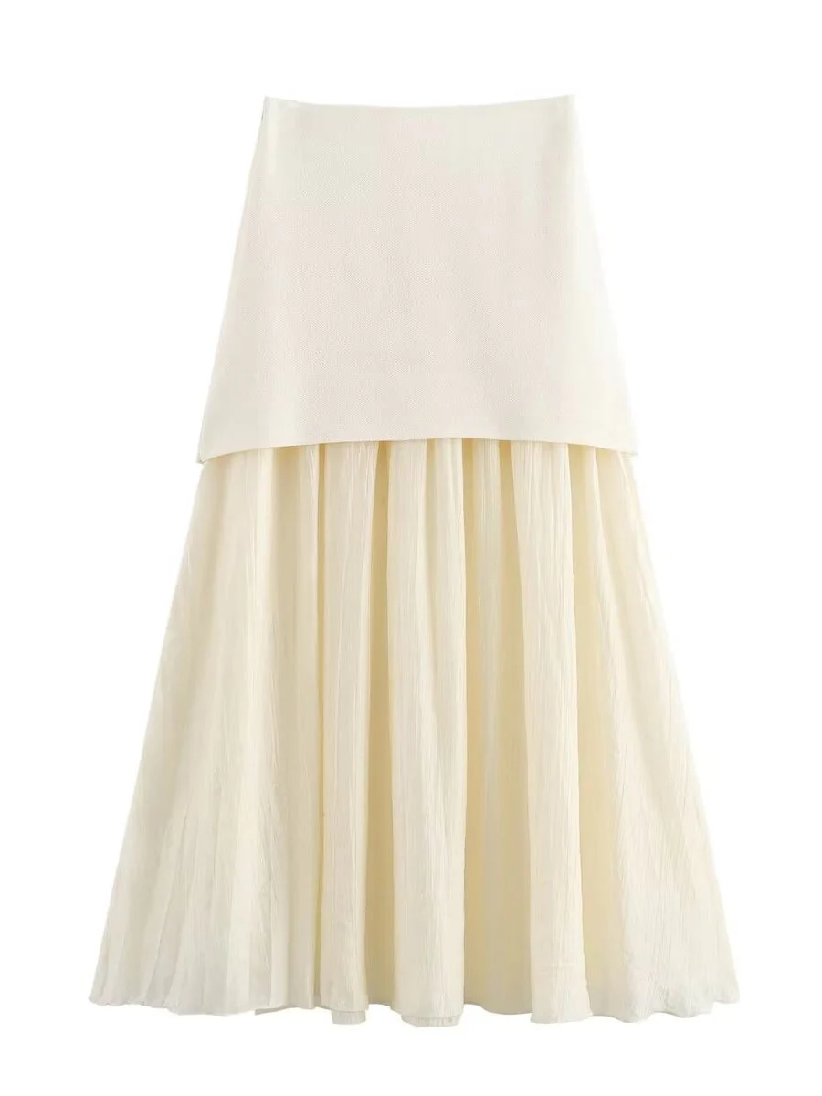 V-neck With Gold Buttons Vest Pleated Skirt 2-piece Sets - Image 7