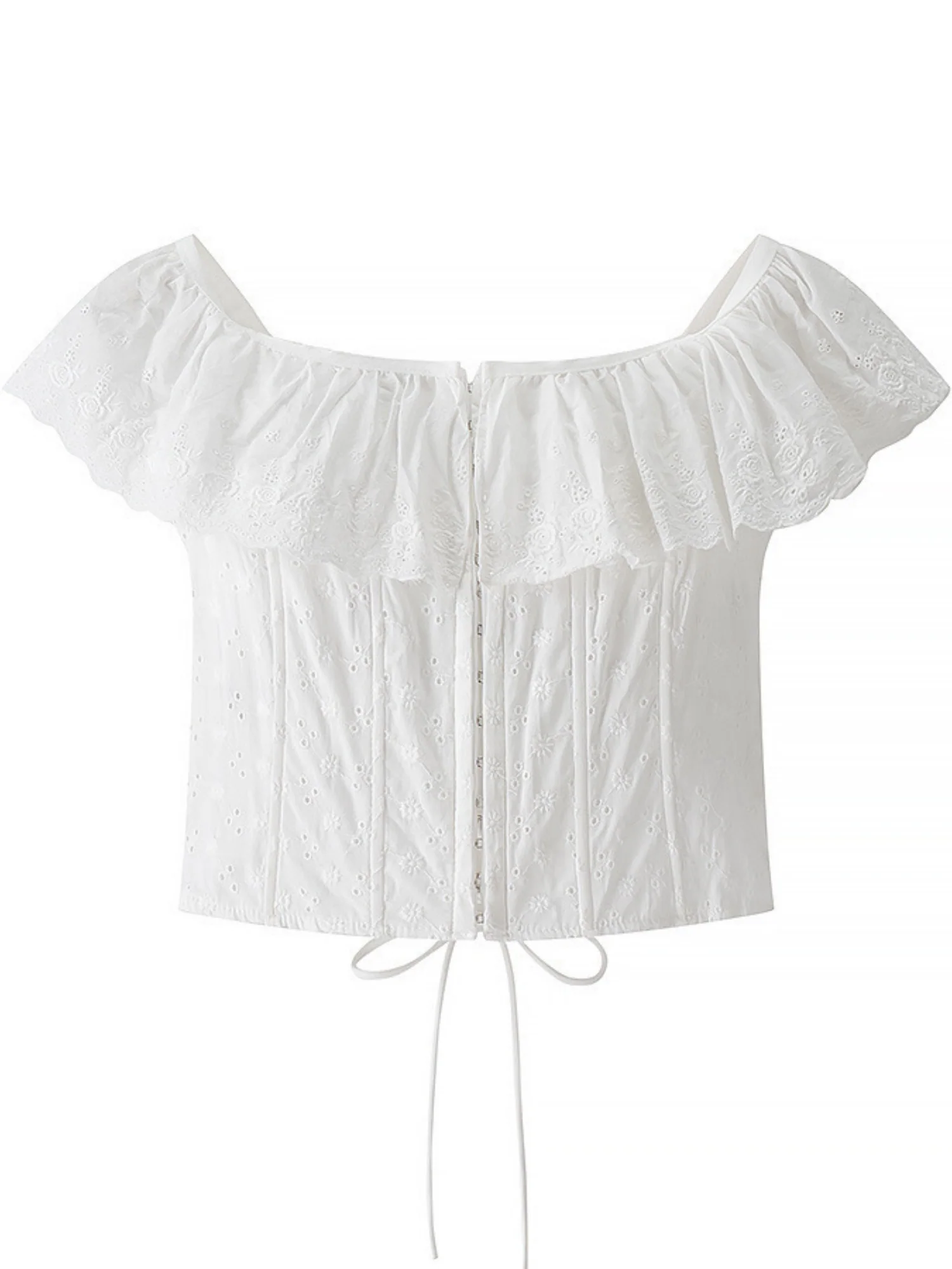 Lace Patchwork Ruffle T-shirts - Image 5