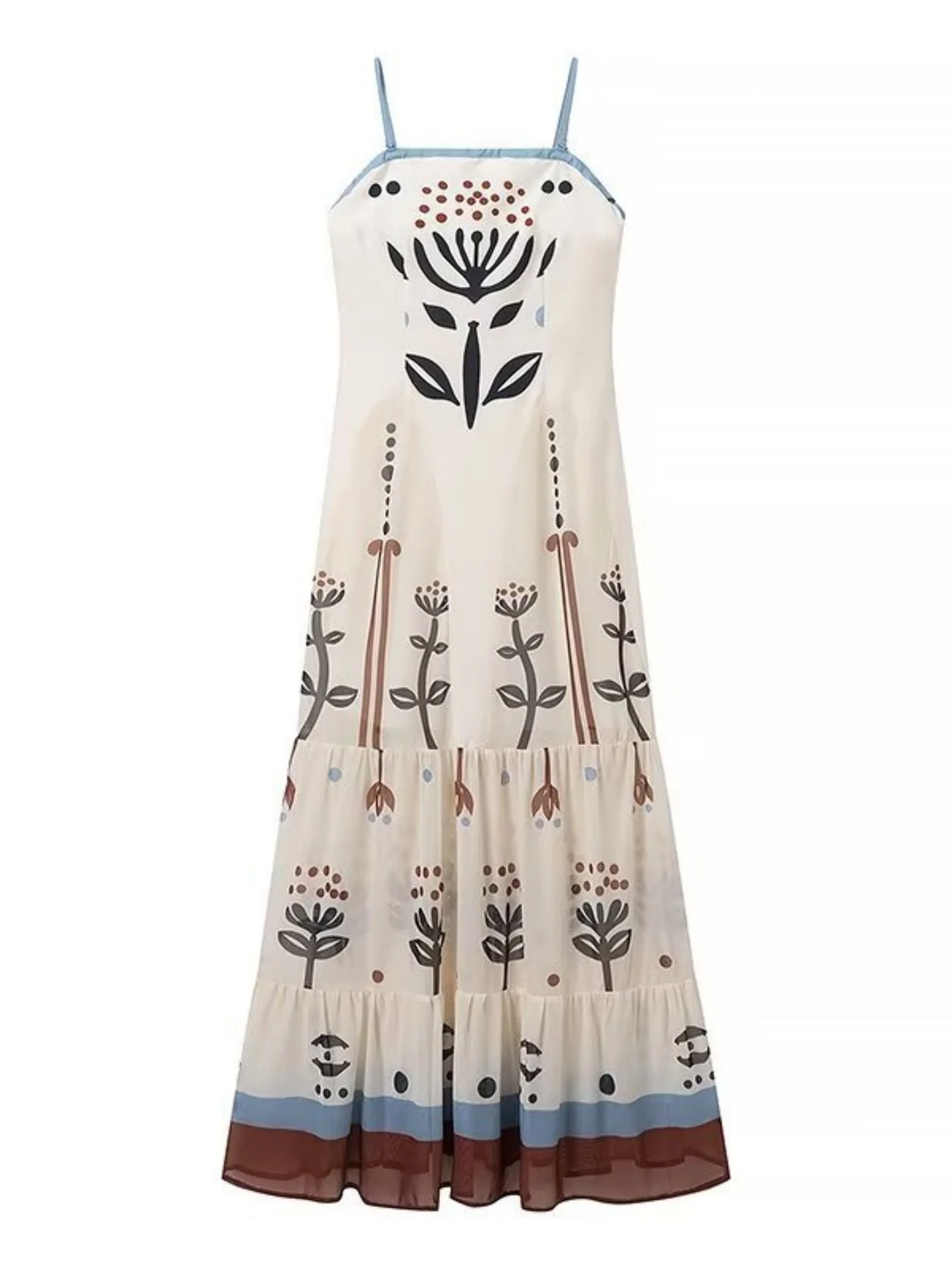 Flower Embroidery Tulle Pleats Camisoles Maxi Dresses - Image 6