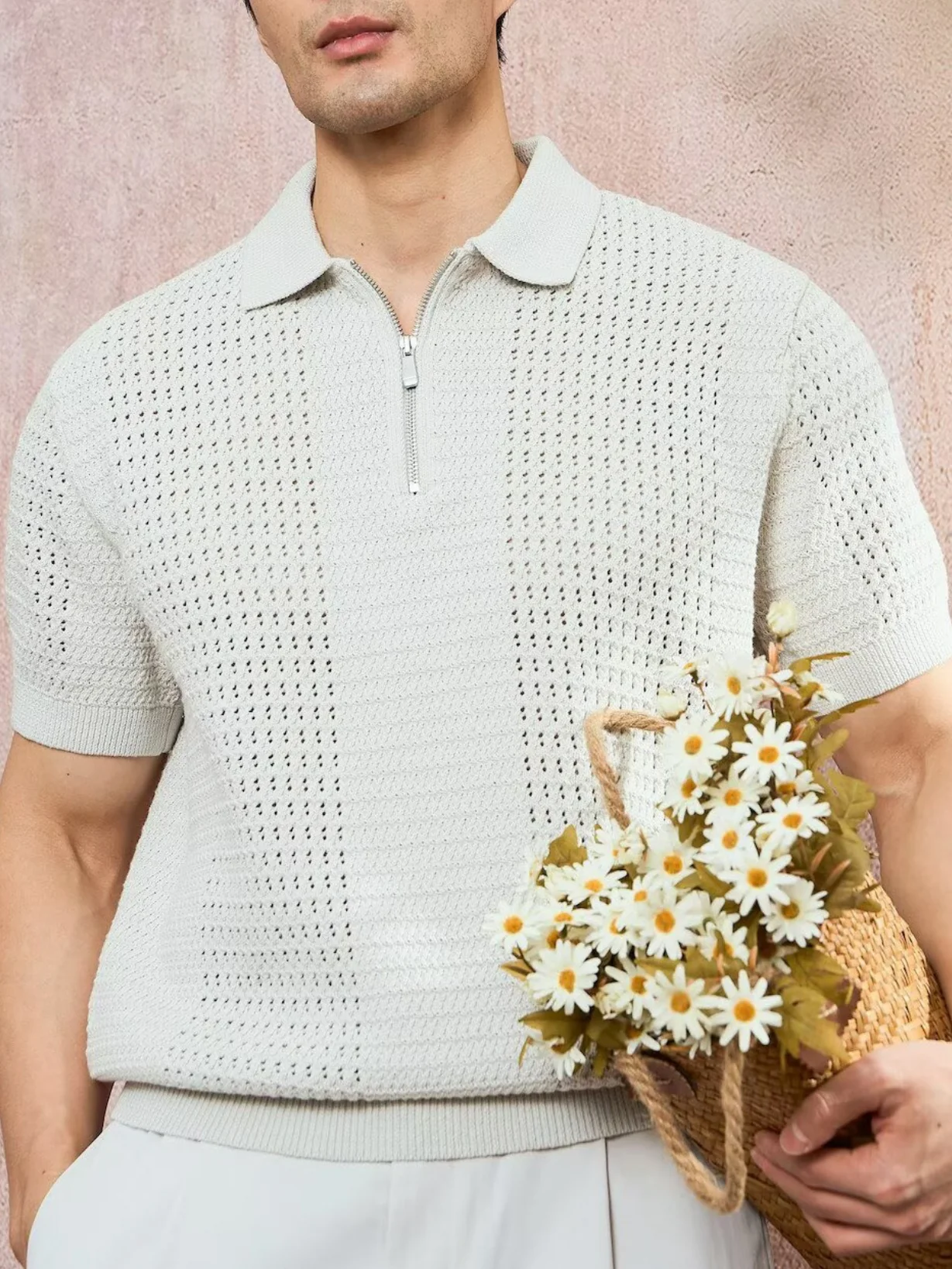 Old Money Style Hollow Out Slim-fit Polo Shirts - Image 3