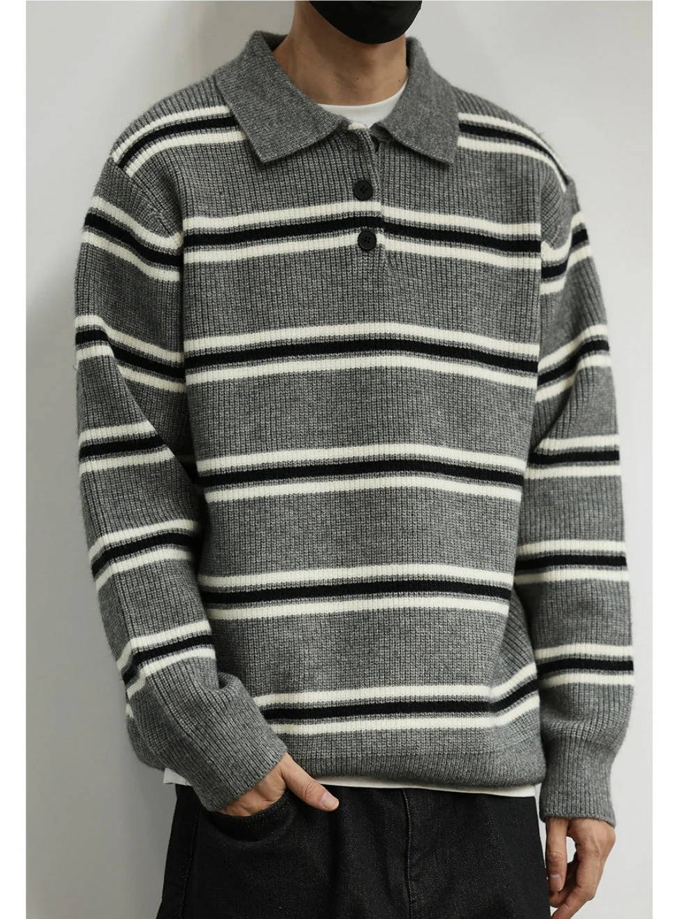 Notch-Collar Striped Sweater - Image 7