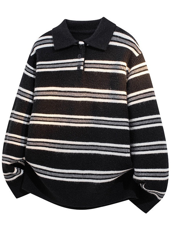 Notch-Collar Striped Sweater - Image 9