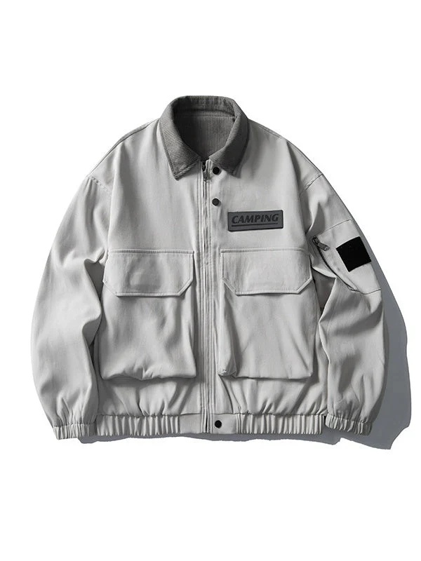 Leisure Multiple Pockets Wasteland Style Retro Lapel Work Jacket - Image 3