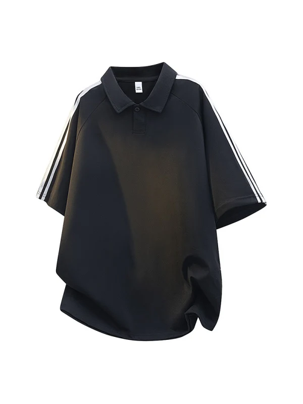 Stripes Patchwork Loose-fit POLO Shirt - Image 5