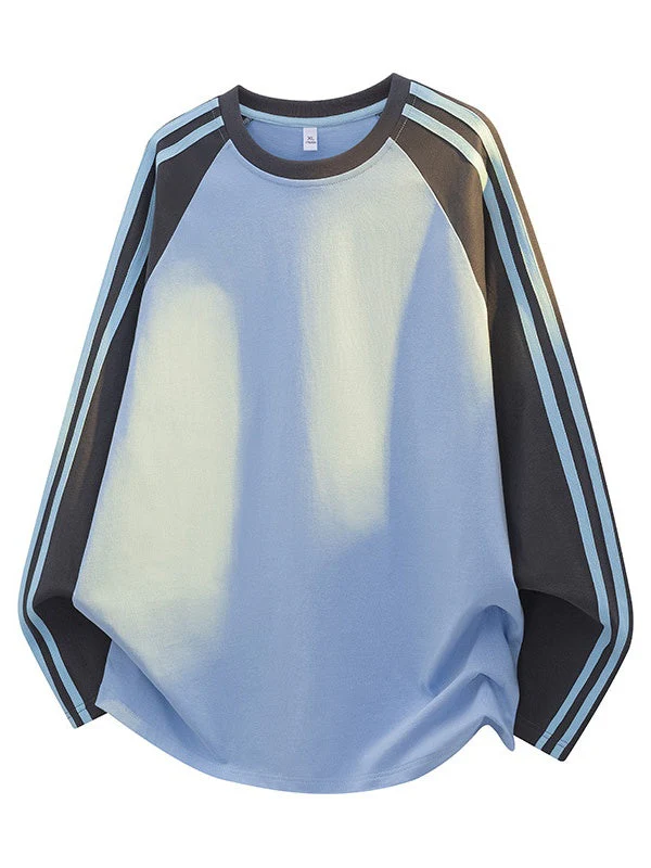 Liber Autumn Neutral wear Color matching Stripes T-shirts - Image 12