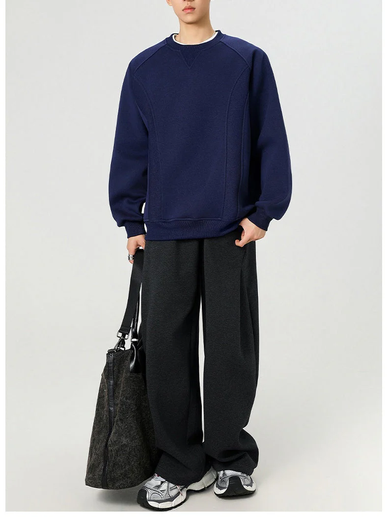 Boxy Structure Patchwork Collarless Sweatshirt - Image 2