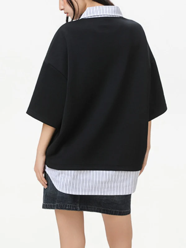 V-shaped Layered-look Patchwork Shirts - Image 6