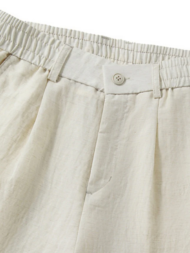 Linen Blend Straight-fit Breathable Pants - Image 8