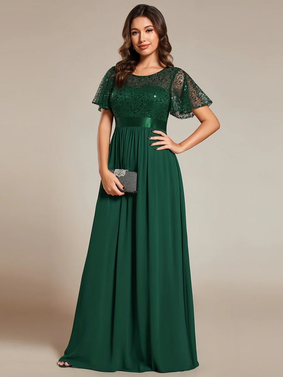 High Waist Sequins Spliced Long Dress - Image 8