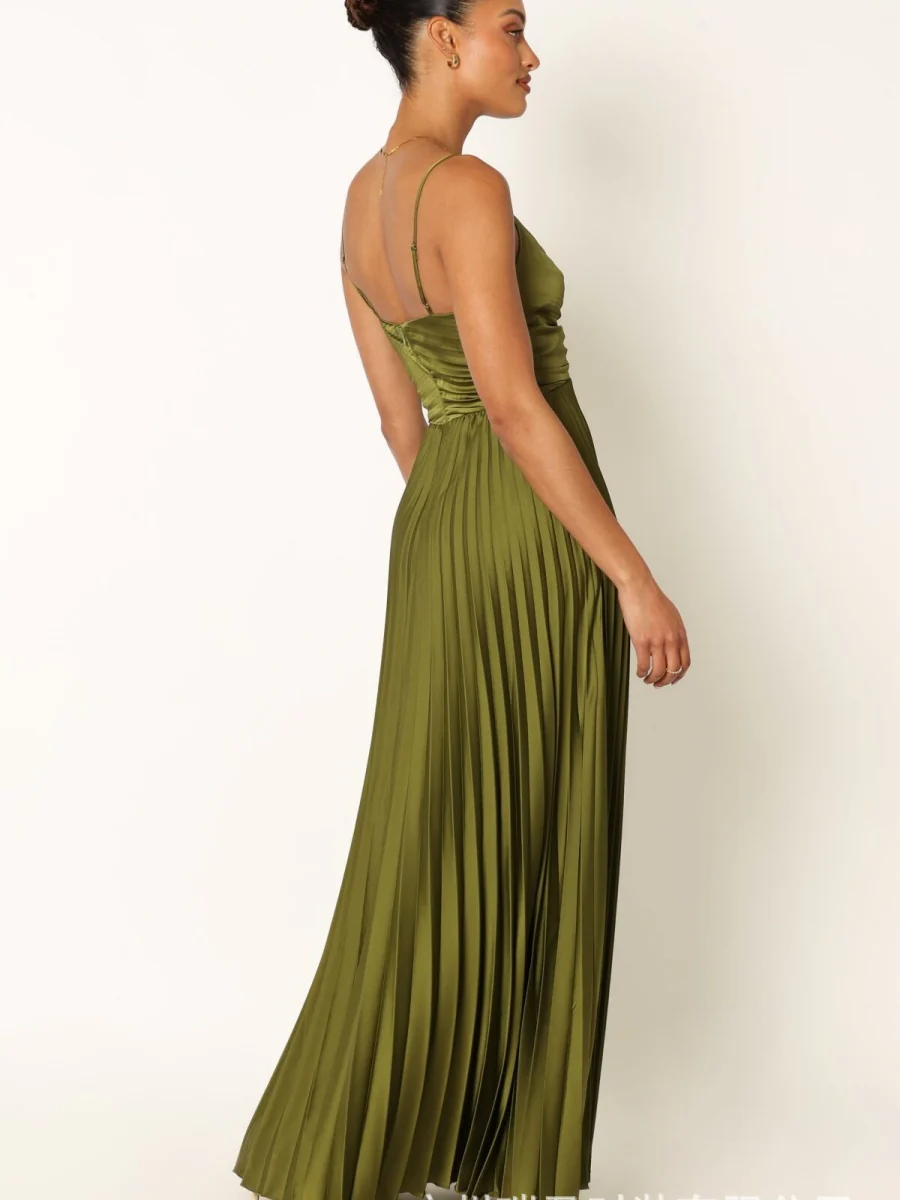 Camisoles Green Formal Dress Crimp Maxi Dresses - Image 4