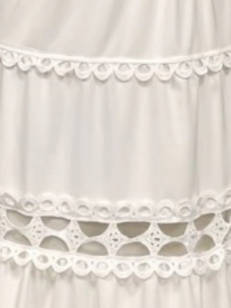 Openwork Embroidery V-neck Slimming Maxi Dresses - Image 6