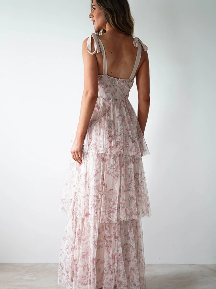 Camisoles Backless Cake Skirt Pink Formal Dress Maxi Dresses - Image 2