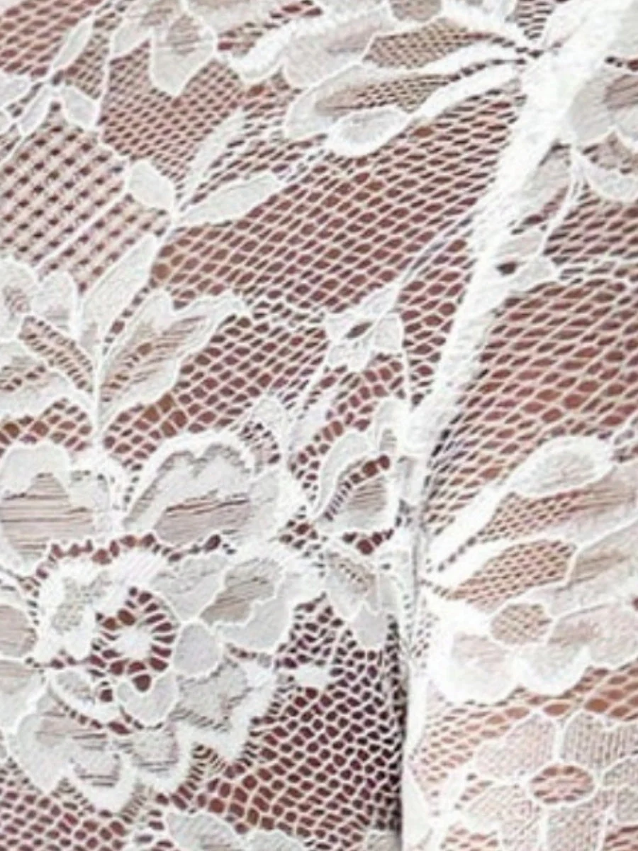 Long-sleeved High-neck Sheer Lace Slim Fit Elegant And Form-fitting Daily Party Outfit: Mesh/sheer Top - Image 5