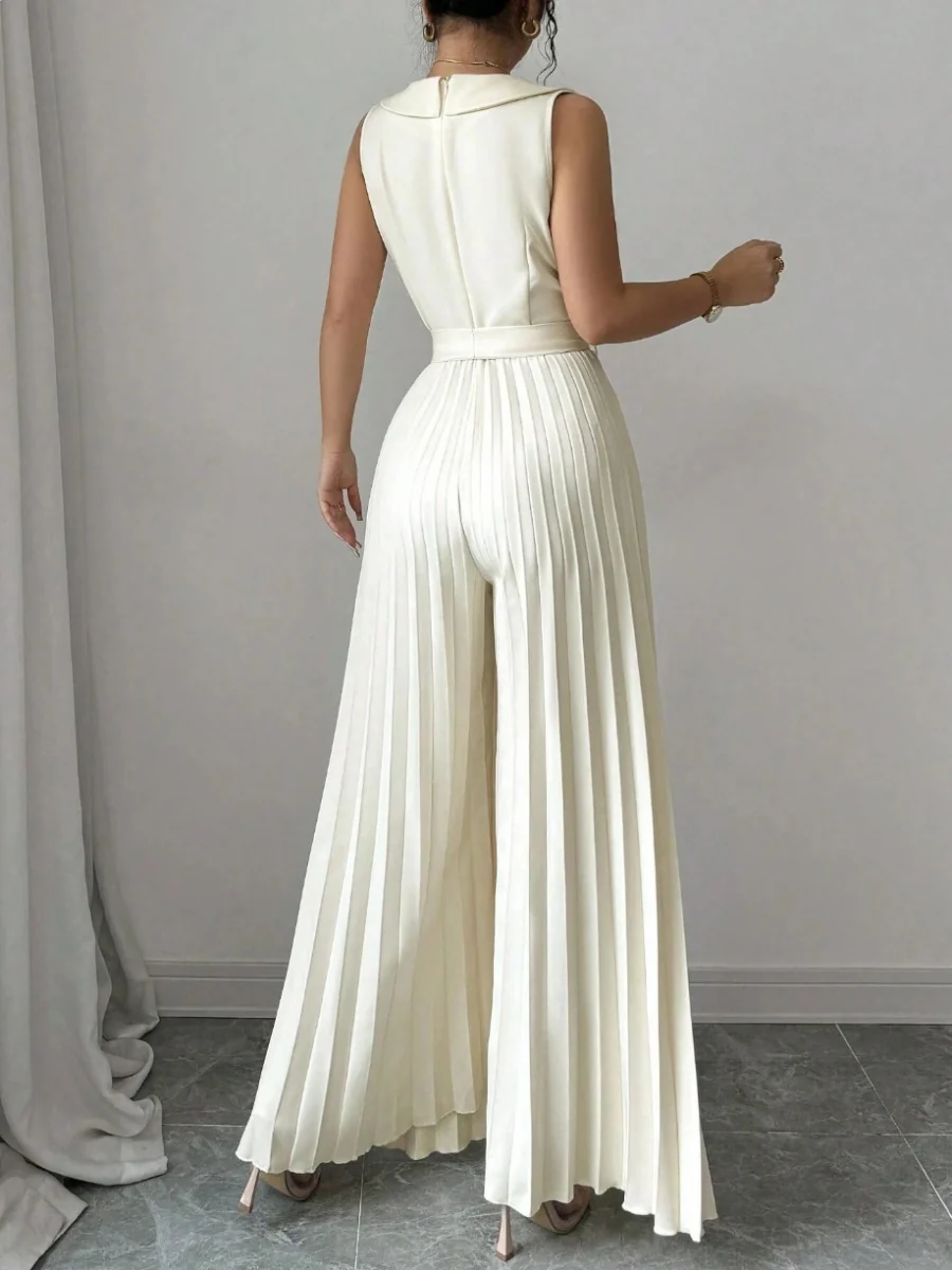 Commuting Suit Collar Pleated Pants Double-breasted Jumpsuits - Image 20