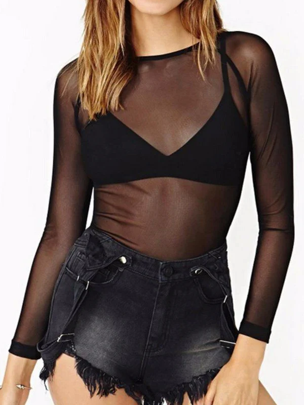 Long-sleeved Sexy See-through Thin See-through Top - Image 3