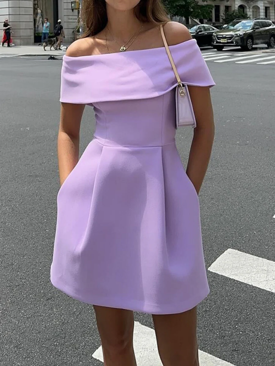 Off Shoulder Belts Formal Dress White Black Mini&Short Dresses - Image 11