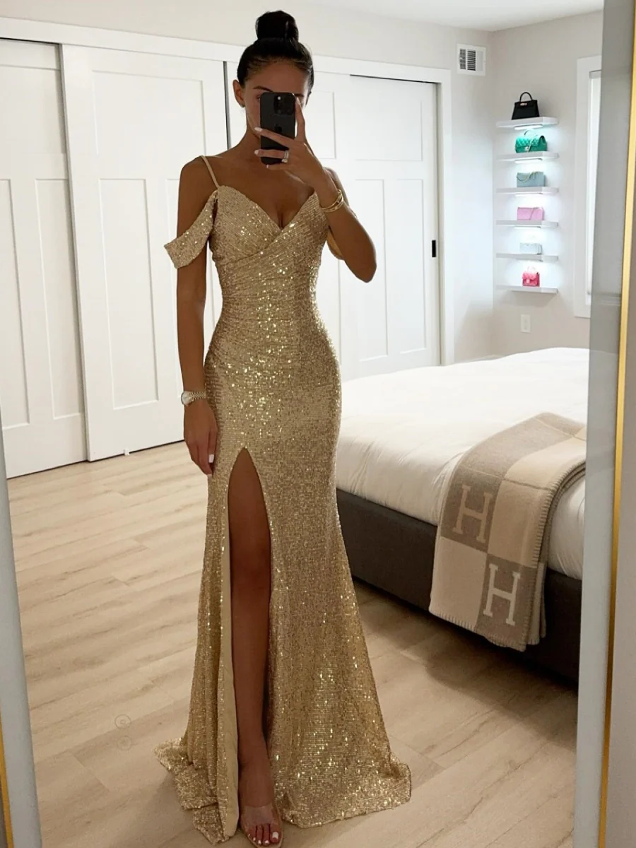 Sequins Slit Formal Dress Maxi Dresses - Image 2