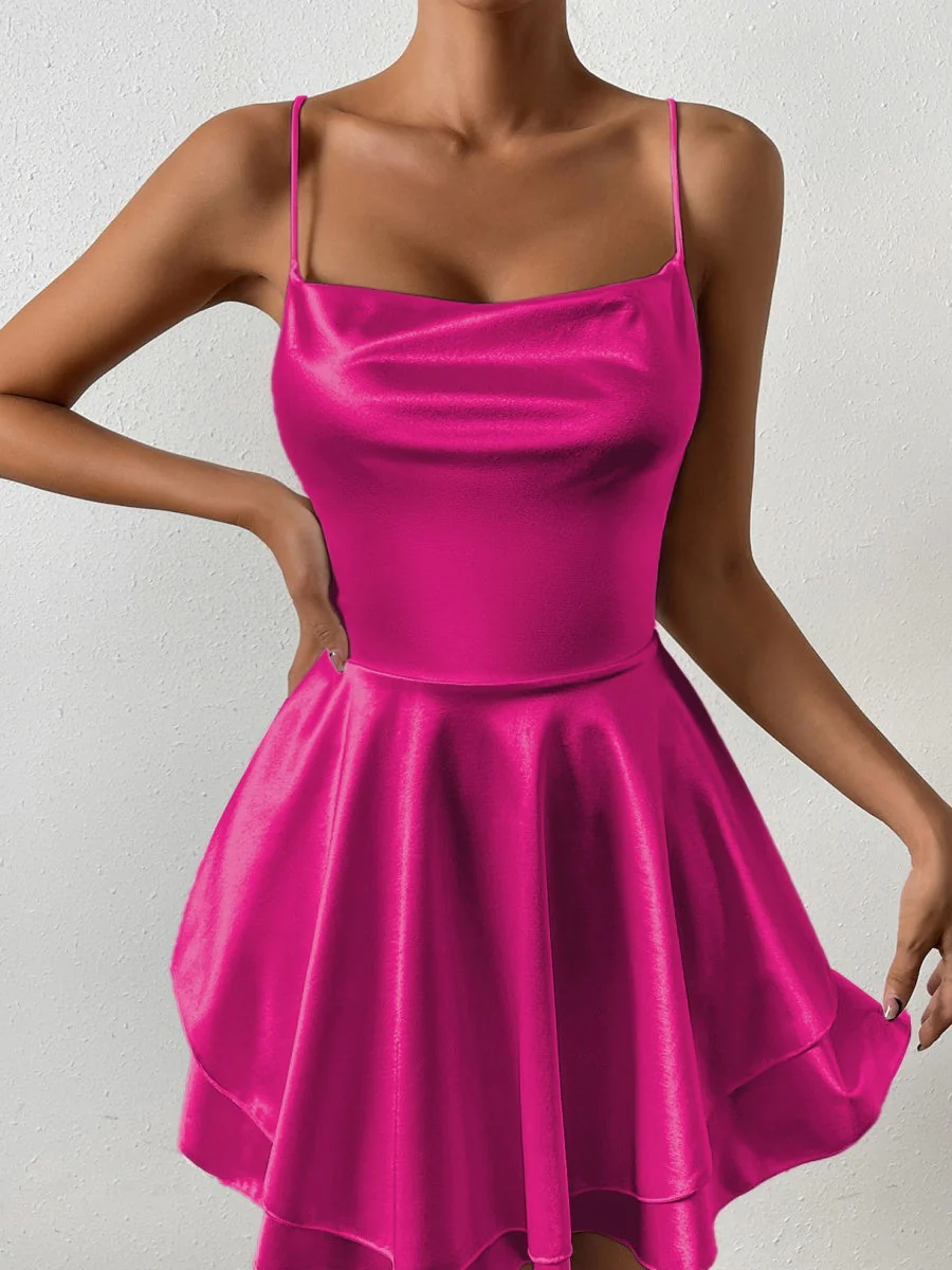 Camisoles Swing Collar Backless Drawstring Mini&Short Dresses - Image 5