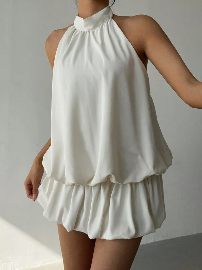 Halter Bandage Backless Flower Bud Skirt Mini&Short Dresses - Image 4