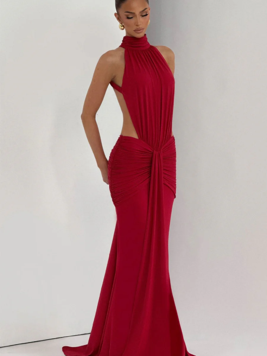 Halter Hip-hugging Banquet Maxi Dresses - Image 12