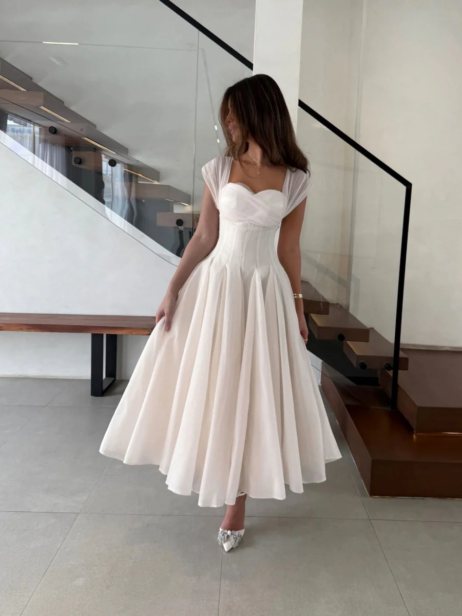 Mesh Splicing Waist Big Swing Maxi Dresses - Image 10
