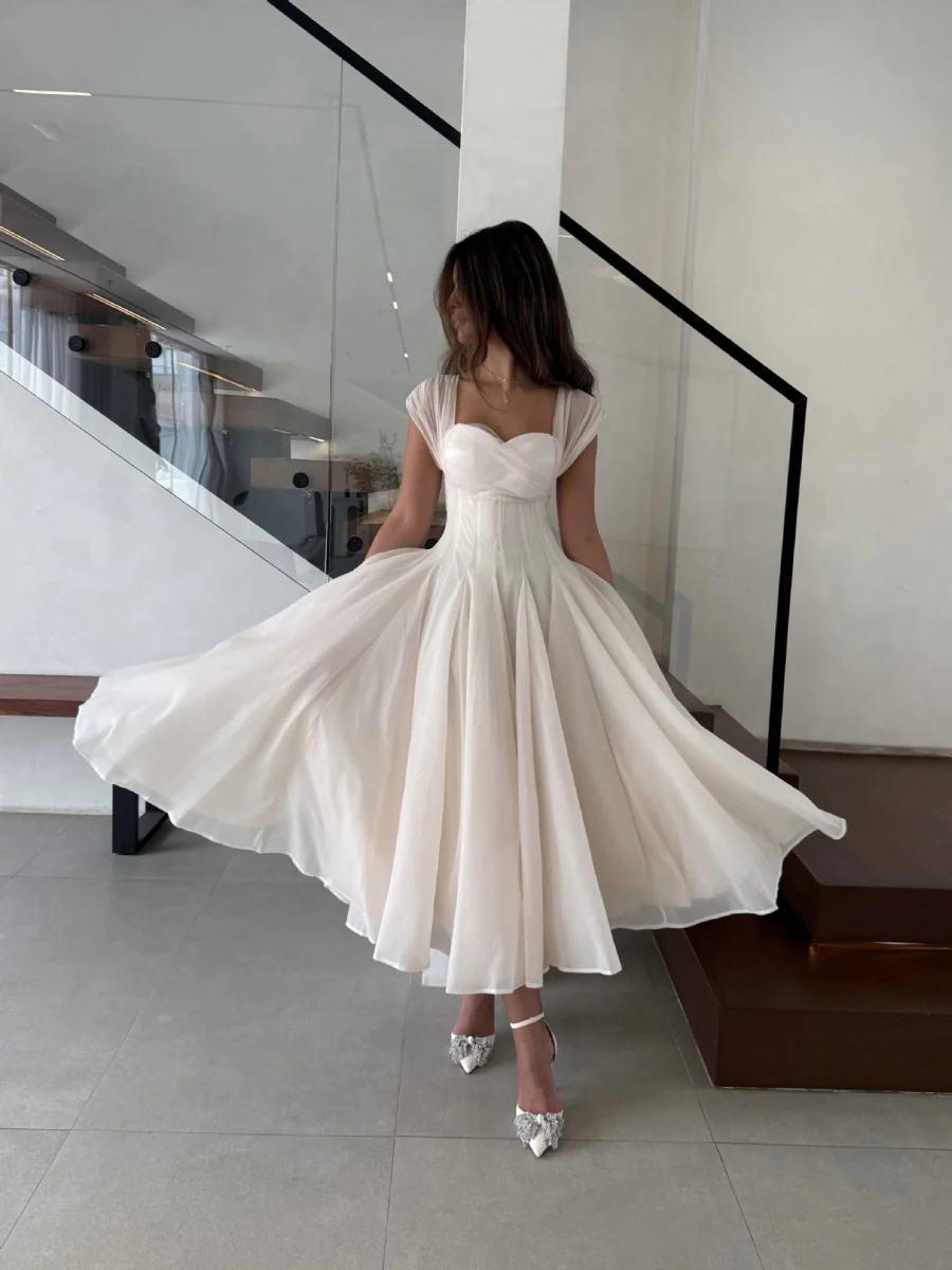 Mesh Splicing Waist Big Swing Maxi Dresses - Image 7
