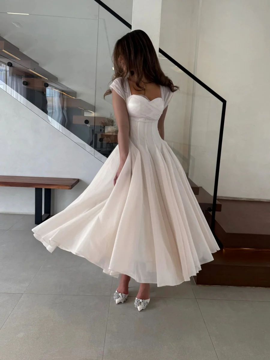 Mesh Splicing Waist Big Swing Maxi Dresses - Image 9