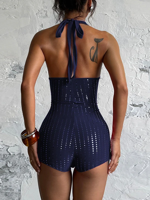 Slim-fit Rhinestone Deep V Backless Jumpsuit - Image 13