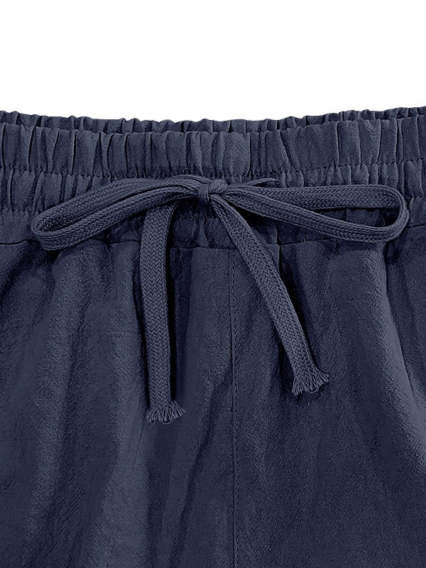 Flax Drawstring Breathable Beach 7 Points Shorts - Image 4
