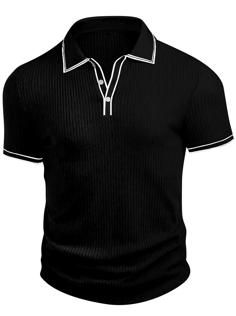 Color Matching Stripes Polo Shirt - Image 14