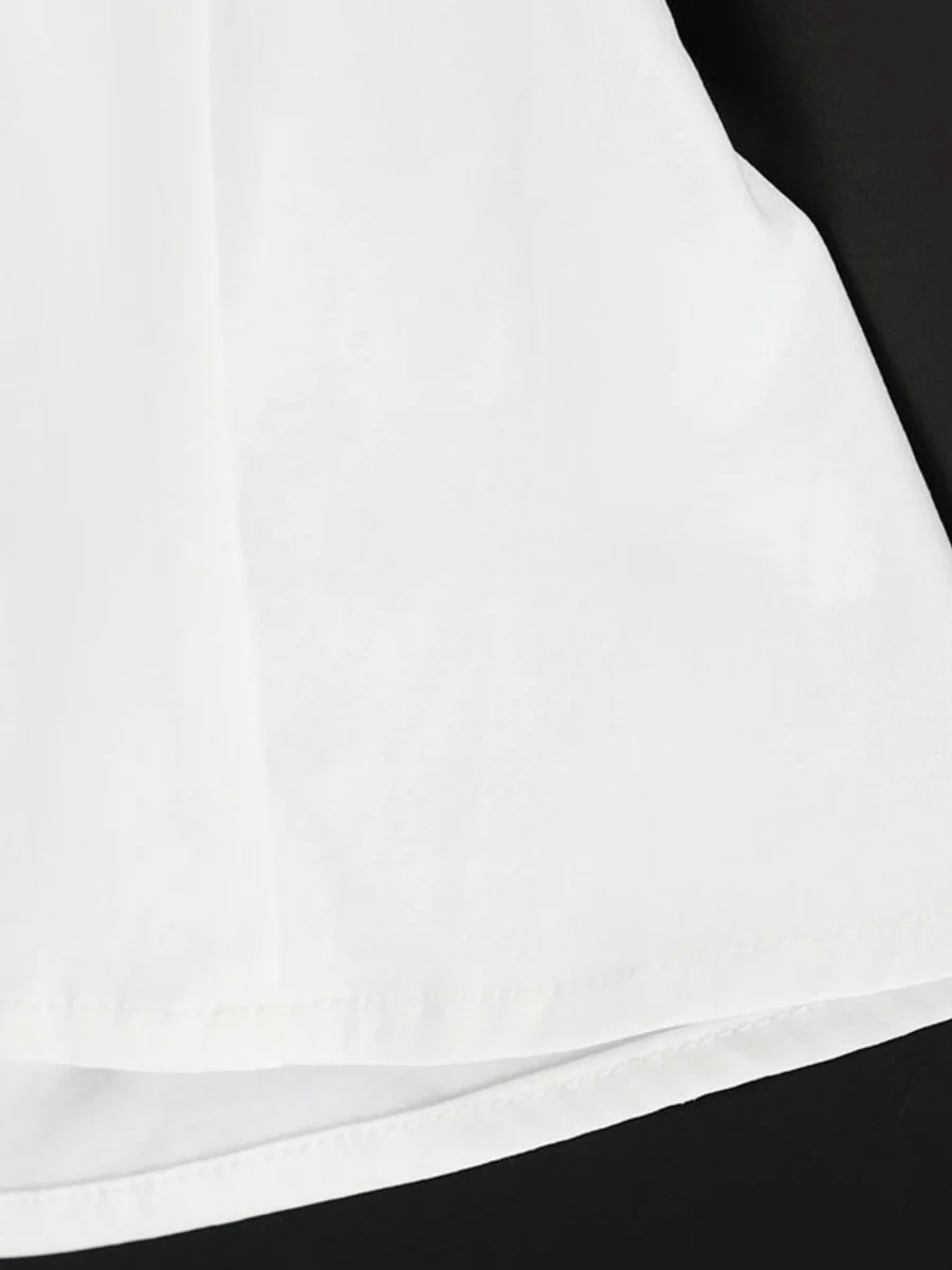 Flying Sleeves Gathering Slim-fit Lapel Shirts - Image 12