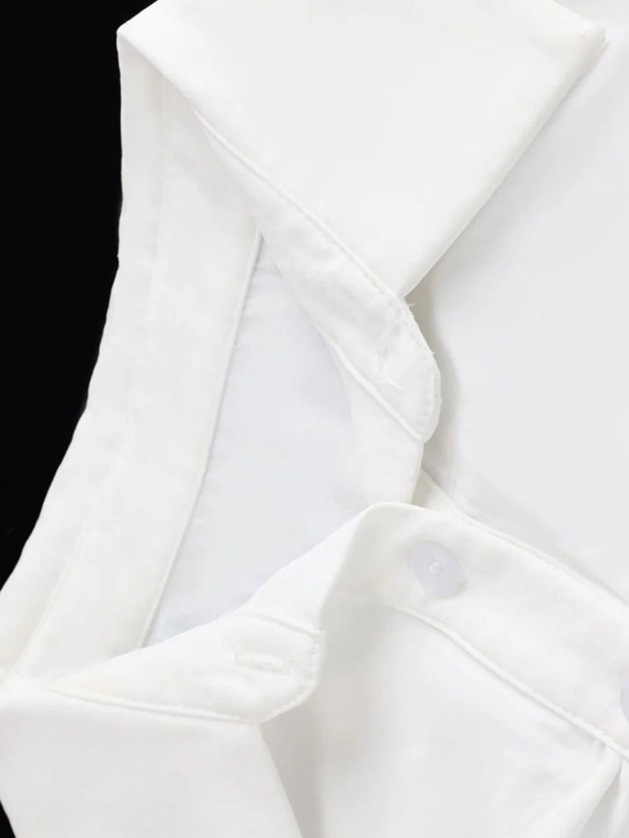 Flying Sleeves Gathering Slim-fit Lapel Shirts - Image 9
