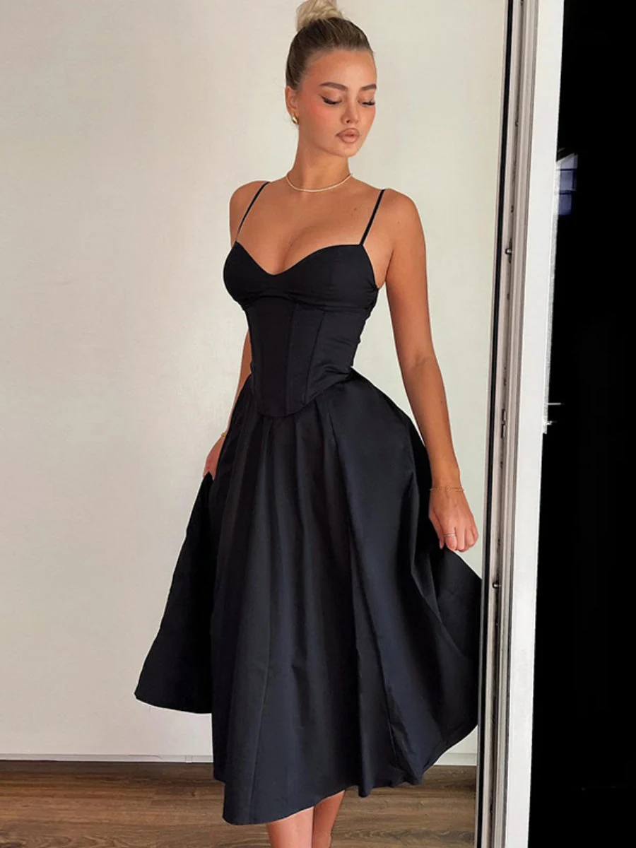 Black Elegant Camisole Formal Dress Maxi Dresses - Image 3