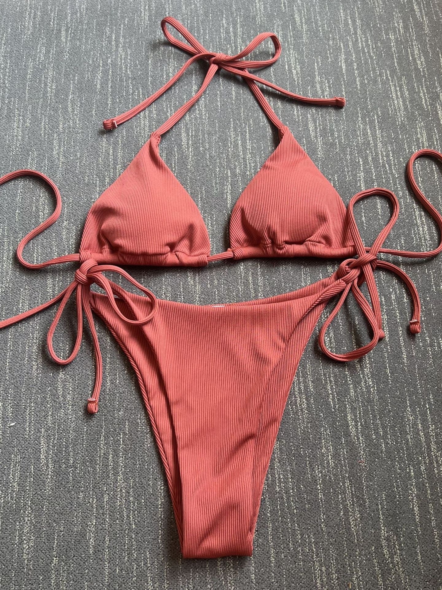 Sexy Three-piece Ribbed Two-piece Swimsuit Bikini - Image 21