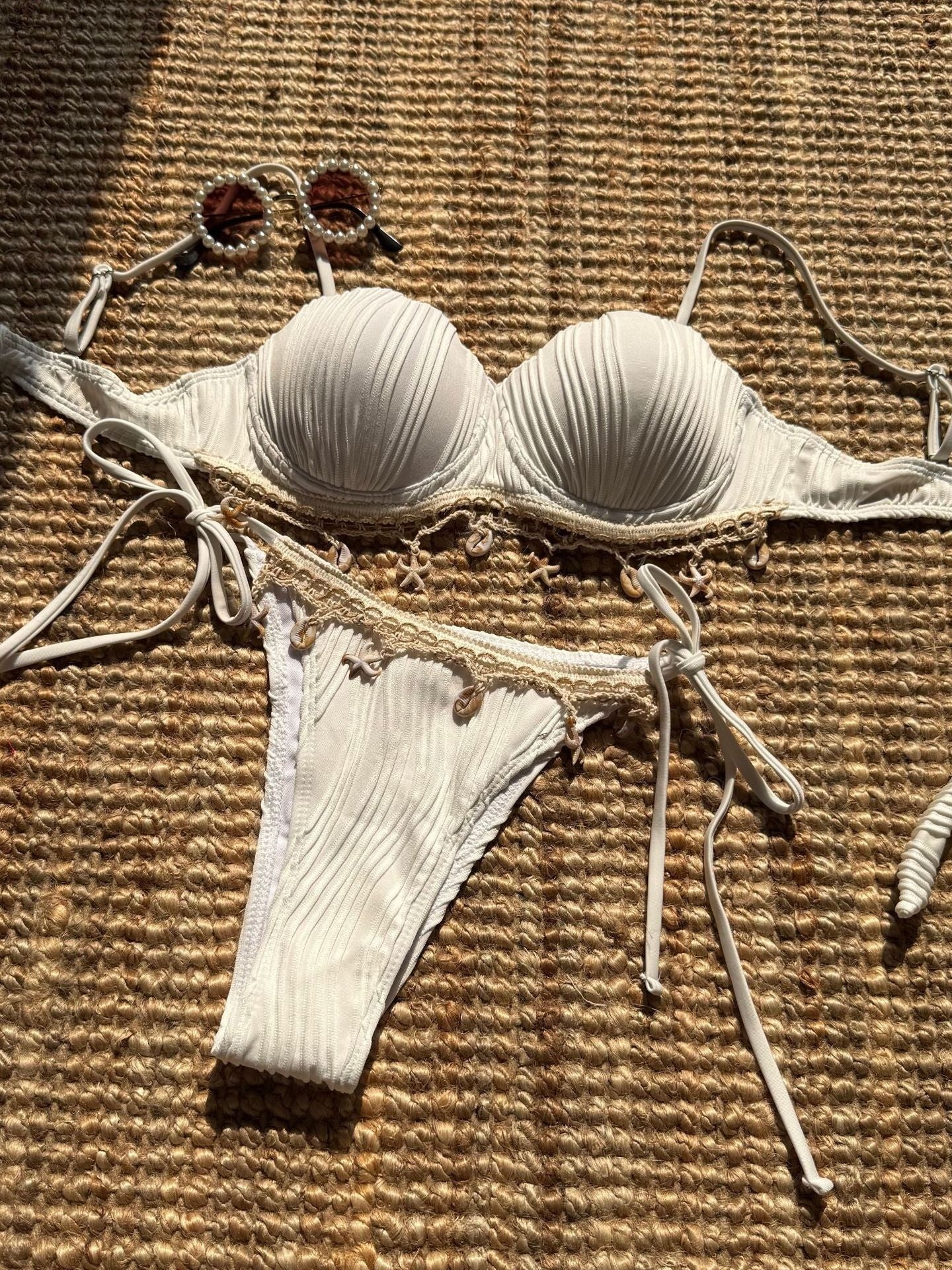Solid Color Seashell Petal Hard-pack Sexy Two-piece Swimsuit Bikini - Image 6