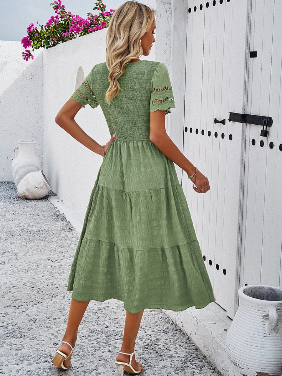 Hollow-out Lace Sleeves, Long Hollow-out Dress - Image 13