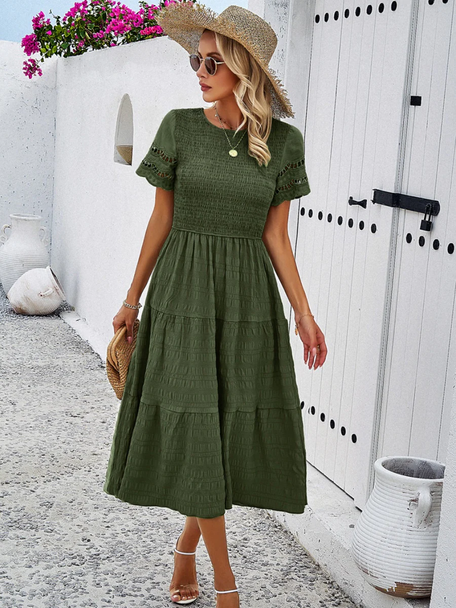 Hollow-out Lace Sleeves, Long Hollow-out Dress - Image 18
